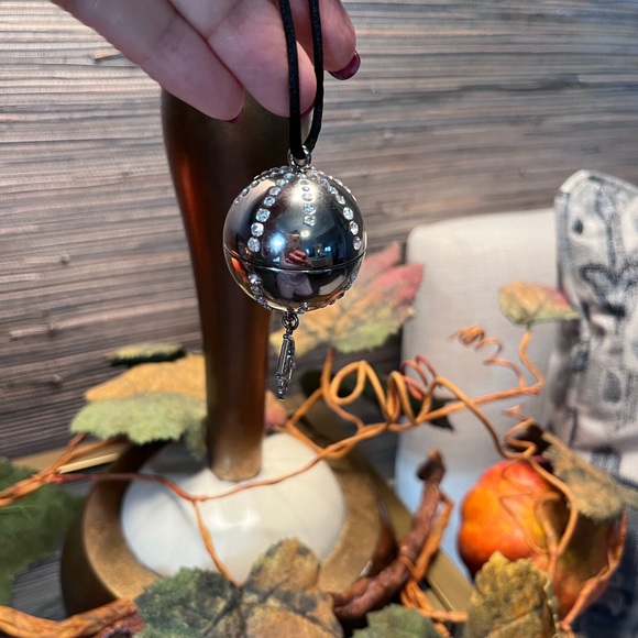 Dior Lip Gloss Mirror Ball Necklace on black satin necklace. - Picture 7 of 11